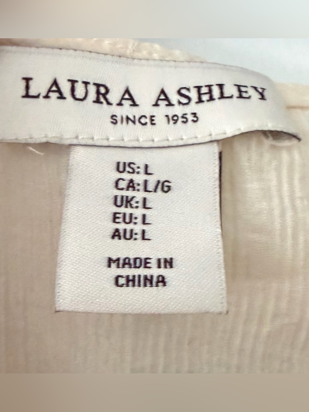 Laura Ashley Sheer Ruffle Blouse Button Front 3/4 Sleeve Romantic Top size large - Picture 3 of 3